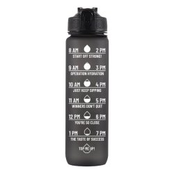 The Classic Motivational Time Marker Water Bottle Black