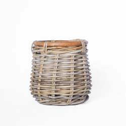 Rattan Stout Round Basket - Large - 32 Cm H