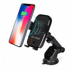 Fast Wireless Car Charger Mount Automatic Clamping 10W Fast Charging Phone Holder Compatible Iphone 11 11 PRO 11 Pro Max xs MAX XS XR X 8 8+ SAMSUNG S10 S10+ S9 S9+ S8 S8+