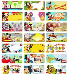 Disney Mickey Mouse Cartoon Name Labels Name Stickers 55 Pcs Medium
