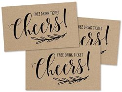 50 Kraft Rustic Drink Ticket Coupons For A Free Drink At Weddings Work Events Or Party Bar One Free Beer Wine Alcohol Soft Drink