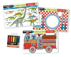 Melissa & Doug Fun Themes Placemat Set: Set The Table Fire Engine Dinosaurs