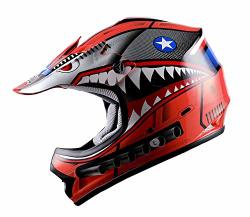WOW Youth Kids Motocross Bmx Mx Atv Dirt Bike Helmet Shark Red S 49-50 Cm 19.3 19.7 Inch