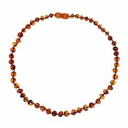 Alician Baby Kids Amber Necklace Teething Irregular Amber Necklace Pain Reduce Fire Amber