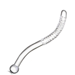 Curved Swirl Glass Double Ended Dildo Massager