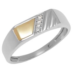 No Brand Sil gold Cz Gents Ring R20371