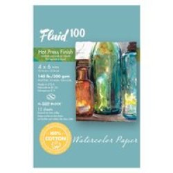 Fluid 100 Easy Block Watercolour Paper Hot Pressed 300GSM 4X6 Inches 10X15CM 15 X Sheets