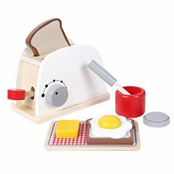 Quysvnvqt Baby Toys Pretend Play Kitchen Wood Simulation Toasters Bread Maker Children Game Toy