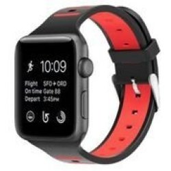 Tuff-Luv Apple Watch Series 1 2 3 Strap And Face Cover - Black red 38MM
