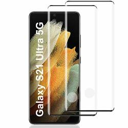 Galaxy S21 Ultra Screen Protector 2 Pack HD Tempered Glass Film Protector For Samsung Galaxy S21 Ultra 5G 6.8 Inch Fingerprint Unlock Support full Coverage scratchproof