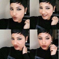 Hotkis Short Cut Human Hair Wigs For Women Glueless Short Pixie Cut Wigs Can Be Dyed And Permed Boy Cut Natural Color R Fancy Dress Costumes