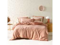 Linen House Pink Clay Raquelle Duvet Cover Set 250 Thread Count Super King