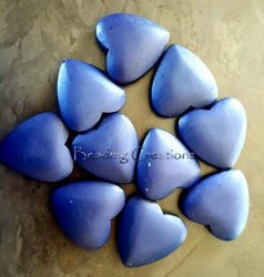 Designer - Hand Painted - Natural Wooden Heart Beads - XL Navy Blue - 50X45MM