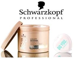 Schwarzkopf Blond Me Keratin Restore Bonding Mask - All Blondes With Sleek Compact Mirror 16.9 Oz 500ML - Large Size