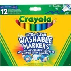 Crayola Ultra Clean Broadline Washable Markers Pack Of 12 Assorted Colours
