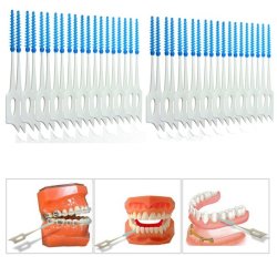 40pcs Interdental Between Teeth Floss Brush Elastic Massage Gum Toothpick