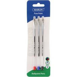 Marlin Pure Point Pens Assorted 3 Pens