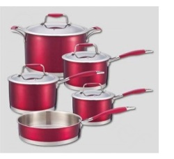 9pcs Red Cookware Set