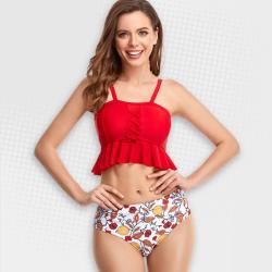 Women's Floral Radical Red Two-piece Bikini - XL