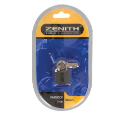 Padlock Zenith Iron 20MM Carded - 4 Pack