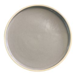 6 Piece Plate 27CM Lipped Grey Speckeled With Border