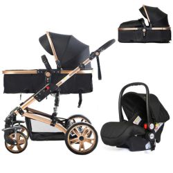 3 In 1 Baby Stroller Luxury Belecoo Q3 - Black+baby Diaper Caddy Storage