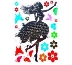5D Wall Art Self Adhesive Sticker Sheet - Dancing Lady Design