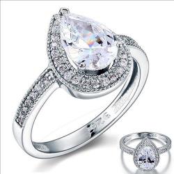 Whole 2 Carat Pear Cut Created Diamond Sterling Solid 925 Silver Bridal Wedding Engagement Ring