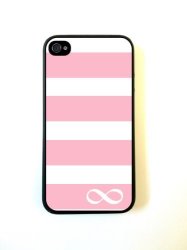 Pink And White Striped Infinity Eternity Iphone 4 Case Fits Iphone 4 & Iphone 4S