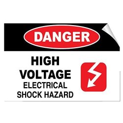 Danger High Voltage Electrical Shock Hazard Style 1 Label Decal Sticker 18 Inches X 24 Inches