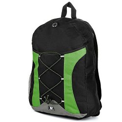 Sumaclife Canvas Athletic Ultra-lightweight Sport Backpack Shoulder Bag School Backpack Trave Bag Laptop Bag Fits 14" 15" 16" Inch Green black