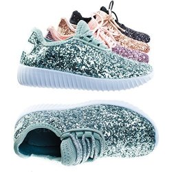REMY18K Silver Lace Up Rock Glitter Fashion Sneaker For Children Girl Kids -3