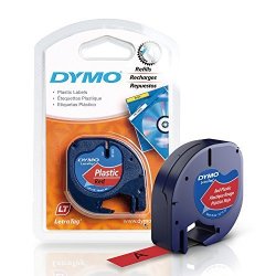 Dymo Letratag Labeling Tape For Letratag Label Makers Black Print On Red Plastic Tape 1 2" W X 13' L 1 Roll 91333
