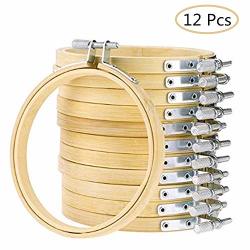 Caydo 12 Pieces 5 Inch Embroidery Hoops, Bamboo Cross Stitch Hoops