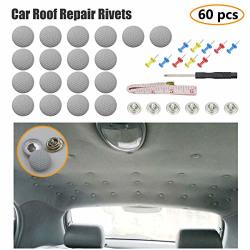 Ezykoo 60 Pcs Car Roof Headliner Repair Button Auto Roof Snap Rivets Retainer Design For Car Roof Flannelette Fixed With Installation Tool And Fit