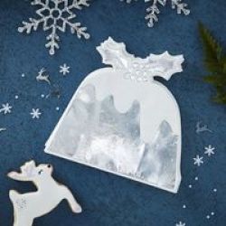 Silver Christmas Foiled Pudding Napkin Pack Of 12