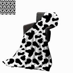 Vanfan-home Cow Print Weighted Blanket Adult Cow Hide Pattern With Black Spots Farm Life With Cattle Camouflage Animal Skin Soft Fuzzy Cozy Lightweight Blankets