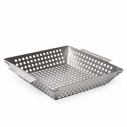 Grillaholics Stainless Steel Grill Wok - Large Capacity Bbq Vegetable Grilling Basket