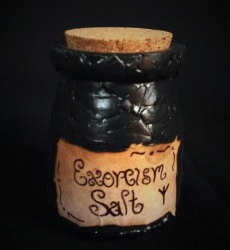 Excorcism Salt In Handcrafted Jar With Algiz Pagan Wicca Ritual Hex Breaking
