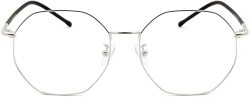 Cyxus Vintage Blue Light Blocking Eyeglasses Computer Eyewear Anti Eyestrain Irregular Frame Sliver 8008