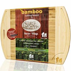 Bamboo Wood Cutting Board - Organic Chopping Board - Cutting Boards For Kitchen - Extra Large Wooden Cutting Boards With Juice Groove - Carving