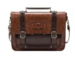 ECOSUSI Vintage Crossbody Messenger Bag Satchel Purse Handbag Briefcase For Women & Girl Black
