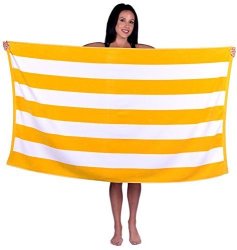 Cabana Stripe Terry Velour Beach Towel 1 Towel Yellow
