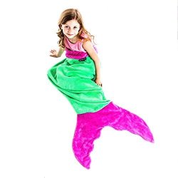 The Original Blankie Tails Mermaid Tail Blanket Youth Size Green pink