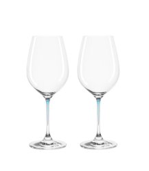 Clear Wine Glass With Blue Stem La Perla Set Of 2