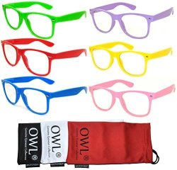 Retro 80'S Vintage Clear Lens Sunglasses Colored Frame 6 Pairs For Every Day Owl