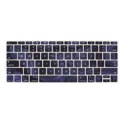 Case Star Feather Series Silicone Keyboard Cover Skin For Apple Macbook 12 Inch Retina Display A1534 Purple Feather Black Color