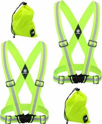 High Visibility Reflective Vest - Safety Reflector Strips Bands - Reflective Running Gear For Men And Women For Night Running Biking Walking 2 X Green Vest