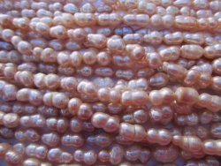 Natural Peach Rice Freshwater Pearls-36cm String