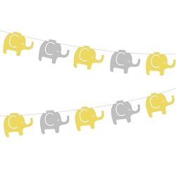 Elephant Garland Baby Shower Decorations 2 Pack Elephant Felt Banner Yellow And Gray For Boy Or Girl Baby Shower Neutral Birthday Party Nursery Decorations 10 Feet 16PCS